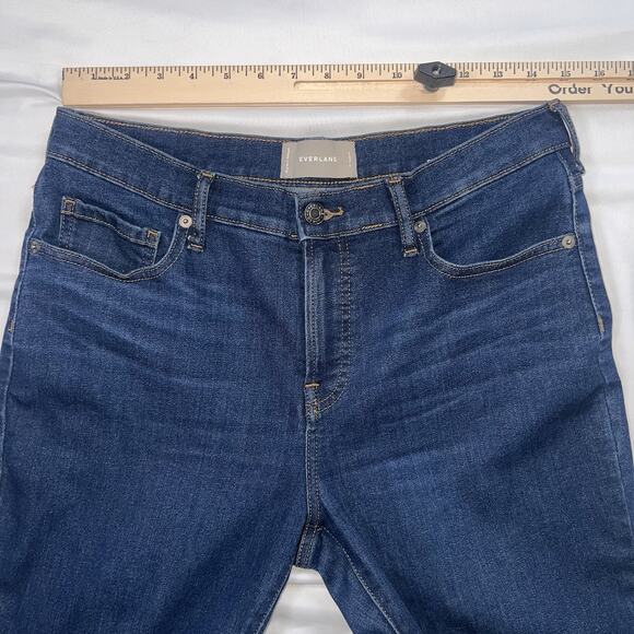 Everlane Jeans Women’s Size 31 Regular Blue Denim Mid Rise Slim Leg Raw Hem Pant - Picture 8 of 16